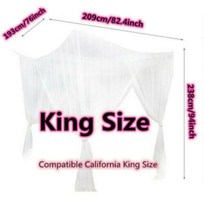 HULIANFU Sexy Mosquito Net Palace Four Door King/Queen Double Size Home Single  Bed Prevent Insect Outdoor Square Grace White Canopy Net