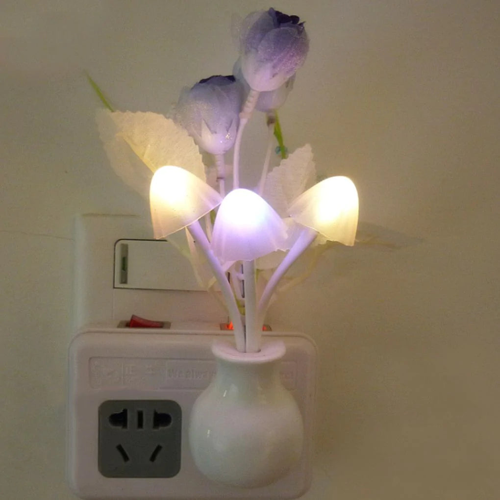 HULIANFU Novelty Night Light US Plug Induction Dream Mushroom Fungus Luminaria Lamp 220V 3 LED Mushroom Lamp led night lights
