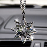 HULIANFU Transparent Crystal Snowflakes Car Pendant Decoration Ornaments Sun Catcher Snowflake Hanging Trim Accessories Christmas Gifts