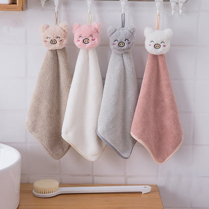 HULIANFU Soft Baby Towel Cartoon Animal Hand Towel Hanging Face Towel Cute Absorbent Bathing Towel For Bathroom Kitchen Quick Dry Towel