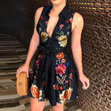 hulianfu Sexy Women Deep V-neck Shirt Dress Summer Sleeveless Chain Print Mid-calf Dresses Laides Lace Up Party Dresses Clubwear