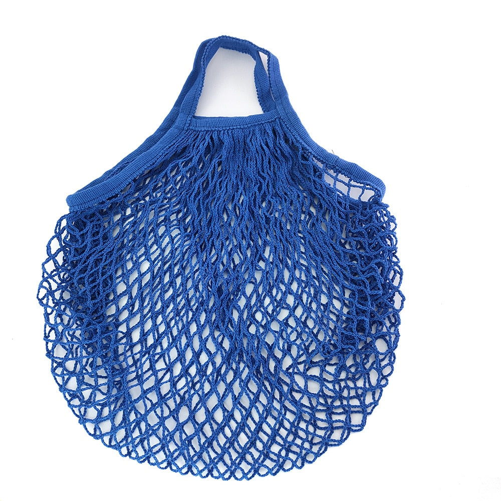 HULIANFU Portable Reusable Grocery Bags Fruit Vegetable Bag Washable Cotton Mesh String Organic Organizer Handbag Short Handle Net Tote