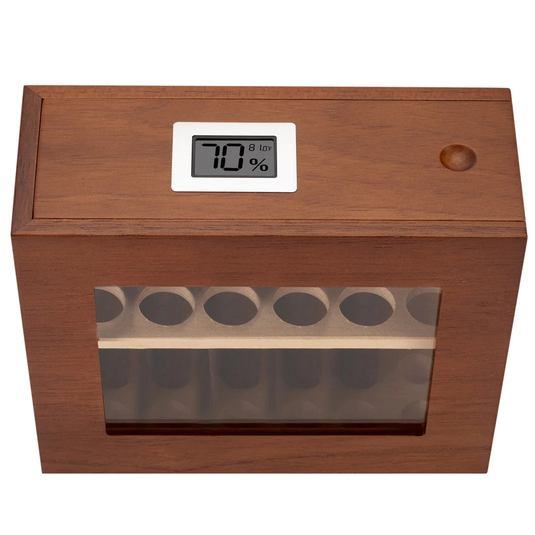 HULIANFU New Wooden Humidor Box For Cigar W/ Hygrometer Humidifier Portable Glass Window Cedar Wood Case Fit 12-25 Cigars Storage Cabinet