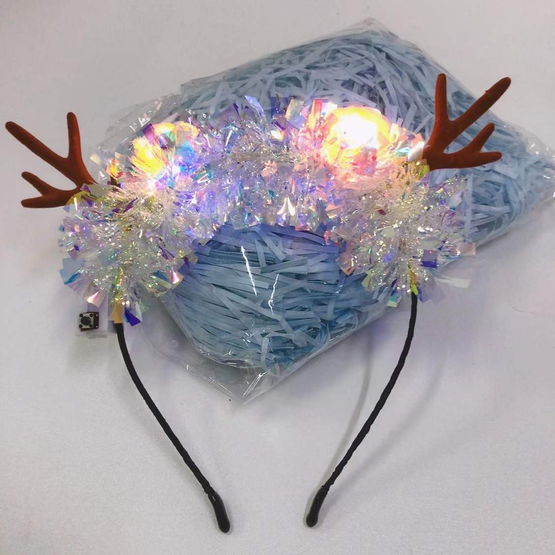 HULIANFU 2023 Luminous Elk Antler Headband Christmas Concert Forest Branch Deer Ear Headgear Hair Accessories Scenic Stage Show Photo Props
