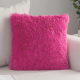 HULIANFU Solid Soft Fluffy Cushion Cover Decorative Sofa Pillow Cover Home Pillowcase White Pink Gray Shaggy Fur Cushion Cover 43x43cm