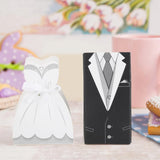 HULIANFU Originality 50pcs Bride Groom Dresses Beautiful Candy Box Wedding Favor Bag Fine Workmanship DIY for Event Party Decors