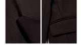 AEL Vintage Autumn Winter Women Pant Suit Dark Brown Loose Blazer Jacket & Wide Leg Pants   Office Suits Female Sets