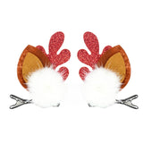 HULIANFU 2023 2pcs/set Elk Christmas Hair Clips Adult Kids Girl New Year Gift Christmas Hair Accessories Ear Hairpins Xmas Navidad Natal Decor