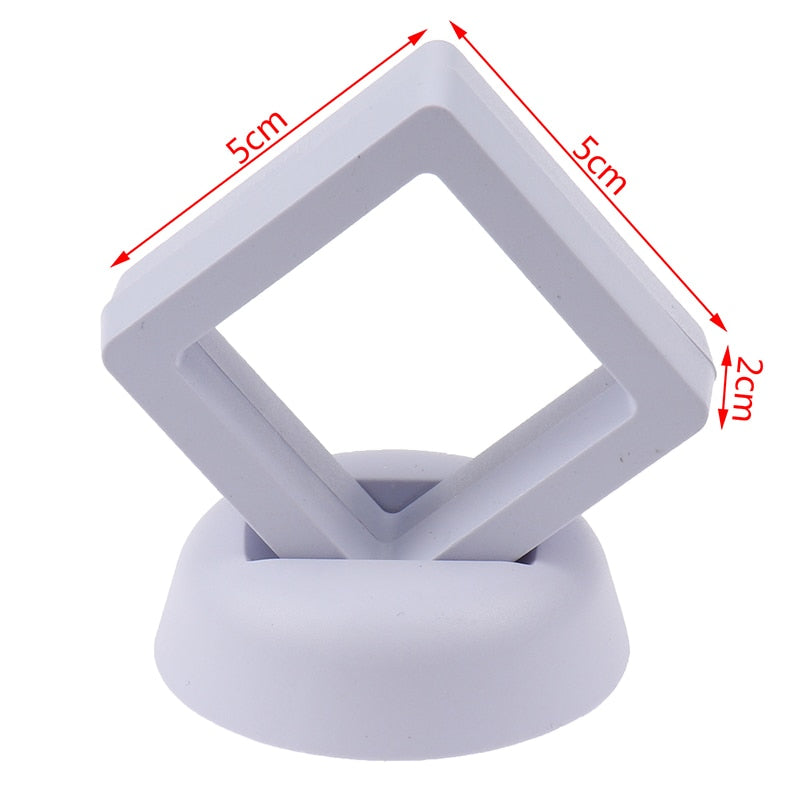 HULIANFU Square 3D Floating Jewelry Coin Display Frame Holder Box Case Stand Home Decorations  Jewelry Display Stand Ring Pendant Holder