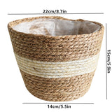 HULIANFU Straw Weaving Flower Plant Basket Grass Planter Basket Indoor Outdoor Flower Pots Cover Plant Containers for Plantable Plants FU