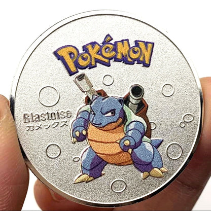 HULIANFU Pocket Monsters Gold Silver Coins Japanese Pokemon Anime Movie Around Coins Children's Cartoon Toys Small Gifts