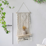 HULIANFU Macrame Shelves for Bedroom &amp; Plant Boho Home Decor Christmas Decoration Wooden Wall Shelf Candle Holder Floating Shelves Gift