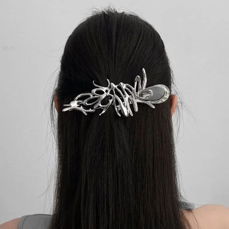 hulianfu Luxury Hollow Out Metal Hair Claw For Women Girls Geometric Hair Crab Female Vintage Bowknot Catch Clip Fashion  y2k Accessories