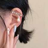 hulianfu Fashion Design Korean Delicate Zircon Butterfly Clip Earrings Women Elegant Pearl No Piercing Cartilage Ear Jewelry
