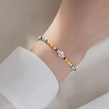 hulianfu Korean Rainbow Clouds Acrylic Colorful Beads Bracelet For Fashion Girls Face Sweet Cute Party Jewelry Gifts