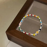 hulianfu Korean Rainbow Clouds Acrylic Colorful Beads Bracelet For Fashion Girls Face Sweet Cute Party Jewelry Gifts