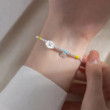 hulianfu Korean Rainbow Clouds Acrylic Colorful Beads Bracelet For Fashion Girls Face Sweet Cute Party Jewelry Gifts