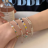 hulianfu Korean Rainbow Clouds Acrylic Colorful Beads Bracelet For Fashion Girls Face Sweet Cute Party Jewelry Gifts