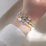 hulianfu Korean Rainbow Clouds Acrylic Colorful Beads Bracelet For Fashion Girls Face Sweet Cute Party Jewelry Gifts