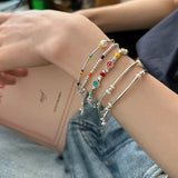 hulianfu Korean Rainbow Clouds Acrylic Colorful Beads Bracelet For Fashion Girls Face Sweet Cute Party Jewelry Gifts
