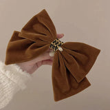 hulianfu Korean Trendy Elegant Winter Bowknot Hair Clips For Women Velvet Barrettes Wedding Party Headwear Accessories Jewelry