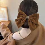 hulianfu Korean Trendy Elegant Winter Bowknot Hair Clips For Women Velvet Barrettes Wedding Party Headwear Accessories Jewelry