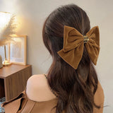 hulianfu Korean Trendy Elegant Winter Bowknot Hair Clips For Women Velvet Barrettes Wedding Party Headwear Accessories Jewelry