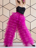 Chic Women Tulle Pants Custom Made Tiered Ruffled Tulle Pants Beach Party High Street Photo Shoot Girls Tulle Long Length