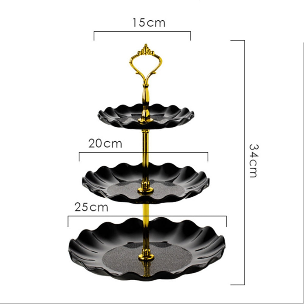 HULIANFU Table Plates Luxury Tableware Wedding Party Candy Dessert Dishes Fruit Bowl Home Cake Display Standing Kitchen Decoration Trays