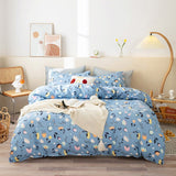 HULIANFU  Soft Bedding Set with Fitted Sheet Duvet Cover Pillowcase Boys Girls Bed Linen Flowers Plant Home Bedclothes