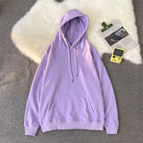 hulianfu Woman's Sweatshirts Solid Drop Shoulder Korean Female Hooded Pullovers  Thicken Warm Oversized Hoodies Women