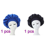 HULIANFU Women Night Sleep Hair Caps Silky Bonnet Satin Double Layer Adjust Head Cover Hat For Curly Springy Hair Styling Accessories