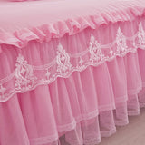 HULIANFU  1 Piece Lace Bed Skirt +2pieces Pillowcases bedding set Princess Bedding Bedspreads sheet Bed For Girl bed Cover King/Queen size