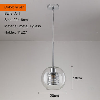 HULIANFU Sliver Bronze Loft Modern Pendant Light Glass Ball Hanging Lamp Kitchen Light Fixture Dining Hanglamp  Living Room Luminaire