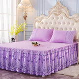 HULIANFU Lace Skirt Bedding Bed Princess Beige Lace Bed Skirt 1 Pair Pillowcase Three-piece Bed Cover Twin Bedspreads