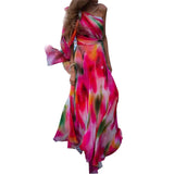 hulianfu Long Dress Women Y2k Party Dresses High Waist Tie Dye Print Elegant Prom Dress Sexy Work Maxi Beach Vacation Vestidos