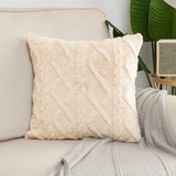 HULIANFU White Decorative Pillows For Sofa Fluffy Soft Solid Color Cushion Cover Home Decor The Plaid Throw Pillow Cover Geometric Pillow