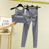 Women's Tracksuit Leggings Yoga Set Pocket High Waist Pants Sportswear Bra Fitness Workout Cycling Sport Suit Gym Outfit Clothes