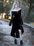 Gothic Dark Mesh Midi Dress Women Victorian Costume Velvet Robe Renaissance Witch Medieval Dresses Cosplay Wizard Halloween Y2k