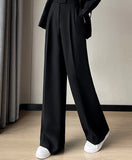 Autumn Slim High Waist Straight Women's Pants Casual Solid Color Loose Chic Female Wide Leg Pants Fashion Office Ladies