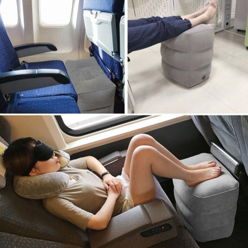 HULIANFU PVC Kids Flight Sleeping Footrest Pillow Resting Pillow On Airplane Car Bus Pillow Inflatable Travel Foot Rest Pillow Foot Pad