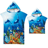HULIANFU Sea Animals Hooded Beach Towel for Adult Kids Super Soft Childrens Beach Bath Towel Outdoor Poncho Bathrobe Towels