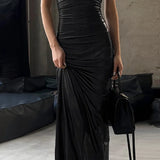 Fashion Sleeveless Split Maxi Dress Elegant Outfits for Women Party Club Long U Neck Tank Dresses Bodycon Spring