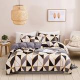 HULIANFU Modern Geometric Pattern Pink Bedding Set King Size Home Soft Queen Duvet Cover Set with Pillowcase Full Twin Bed Quilt Cover