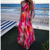 hulianfu Long Dress Women Y2k Party Dresses High Waist Tie Dye Print Elegant Prom Dress Sexy Work Maxi Beach Vacation Vestidos