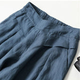 Women Pants Solid High Waist Cotton Linen Wide Pants Summer Casual Pants for Women Fashion Loose Women's Classic Pants