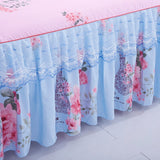 HULIANFU  3pcs set Elegant floral bed skirt skin-friendly cotton lace bedding home decor bedspreads queen pink king size bed cover