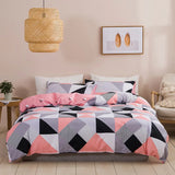 HULIANFU Modern Geometric Pattern Pink Bedding Set King Size Home Soft Queen Duvet Cover Set with Pillowcase Full Twin Bed Quilt Cover