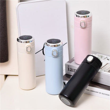 HULIANFU Thermos Water Bottle Coffee Mug Cute Stainless Steel Tumbler Cup with Temperature Display
