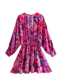 Hulianfu Print Short Dress Woman Ruffles Ruched Mini Dresses for Women 2023 Summer Dress Short Sleeve Elegant Party Dresses